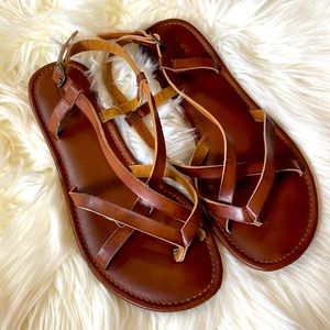 Mia Cognac Vegan Leather Sandals